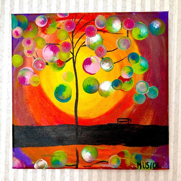 2 Acrylic Paintings. Canvas (3/4”) 8 x 8”. Shine collection. - Picture 2 of 3